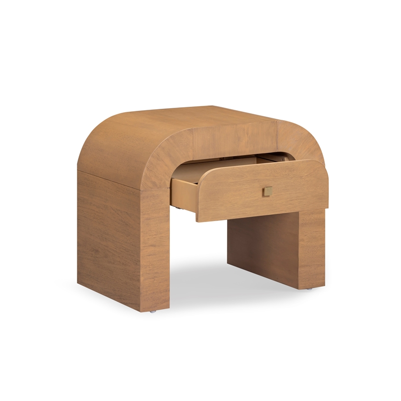Pemberly Row Contemporary Accent Hump Natural Finish Nightstand