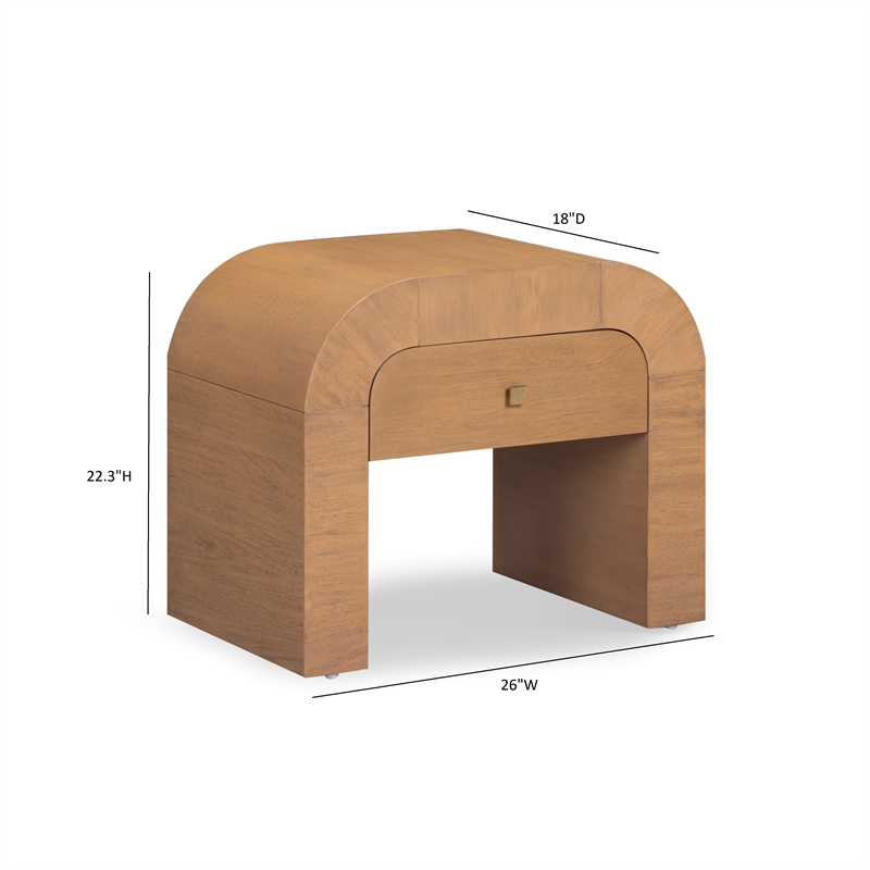 Pemberly Row Contemporary Accent Hump Natural Finish Nightstand