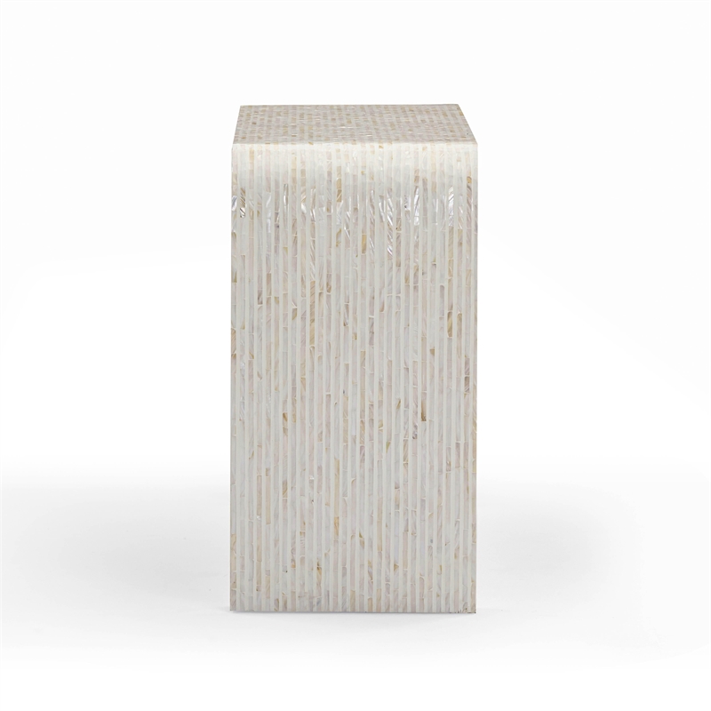 Pemberly Row Contemporary Accent Cream Capiz Shell Console Table