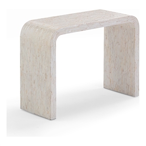 Pemberly Row Contemporary Accent Cream Capiz Shell Console Table