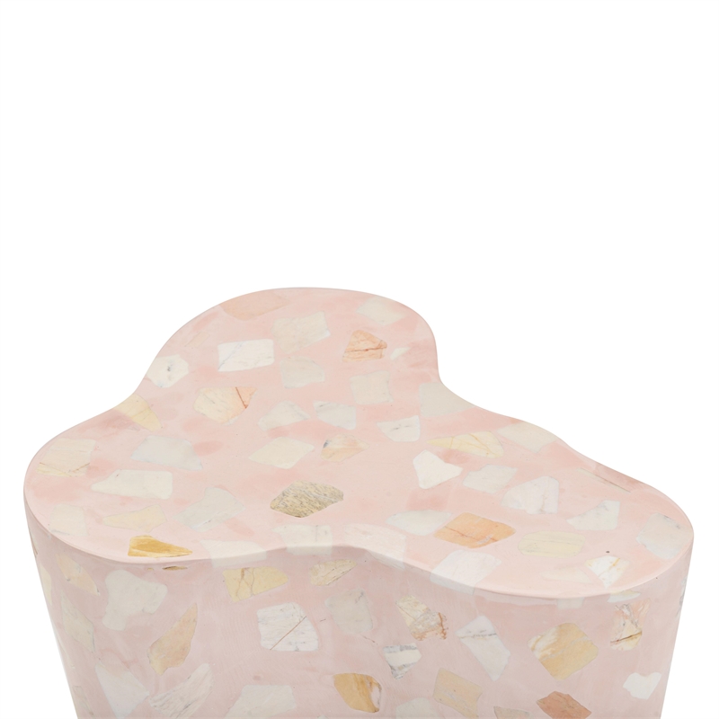 Pemberly Row Contemporary Slab Sunset Pink Terrazzo Side Table