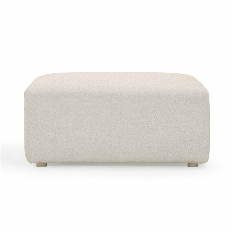 Pemberly Row Upholstered Contemporary Accent Cream Outdoor Ottoman