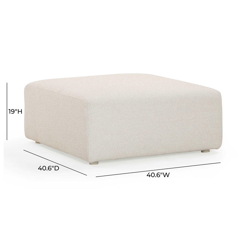 Pemberly Row Upholstered Contemporary Accent Cream Outdoor Ottoman