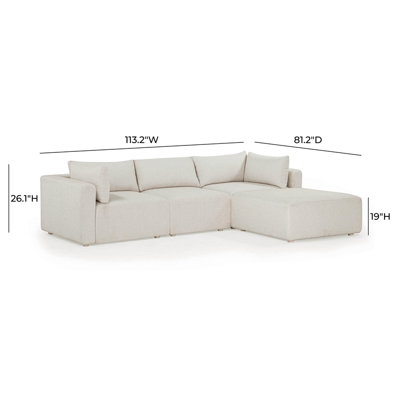 Pemberly Row Contemporary Accent Cream Outdoor Modular Sectional