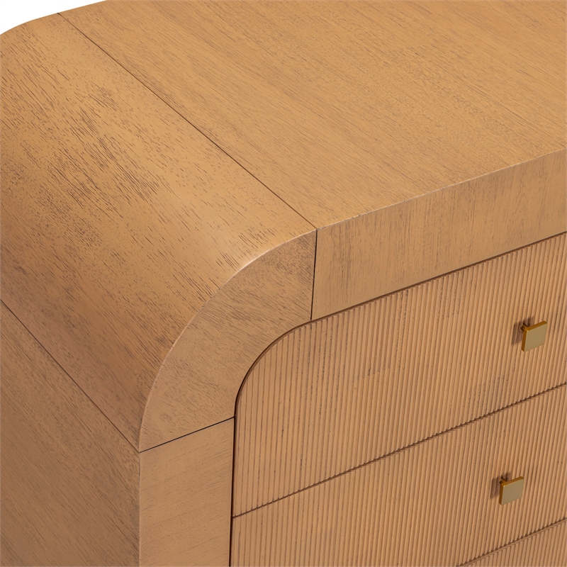 Pemberly Row Contemporary Hump 6 Drawer Natural Wooden Dresser