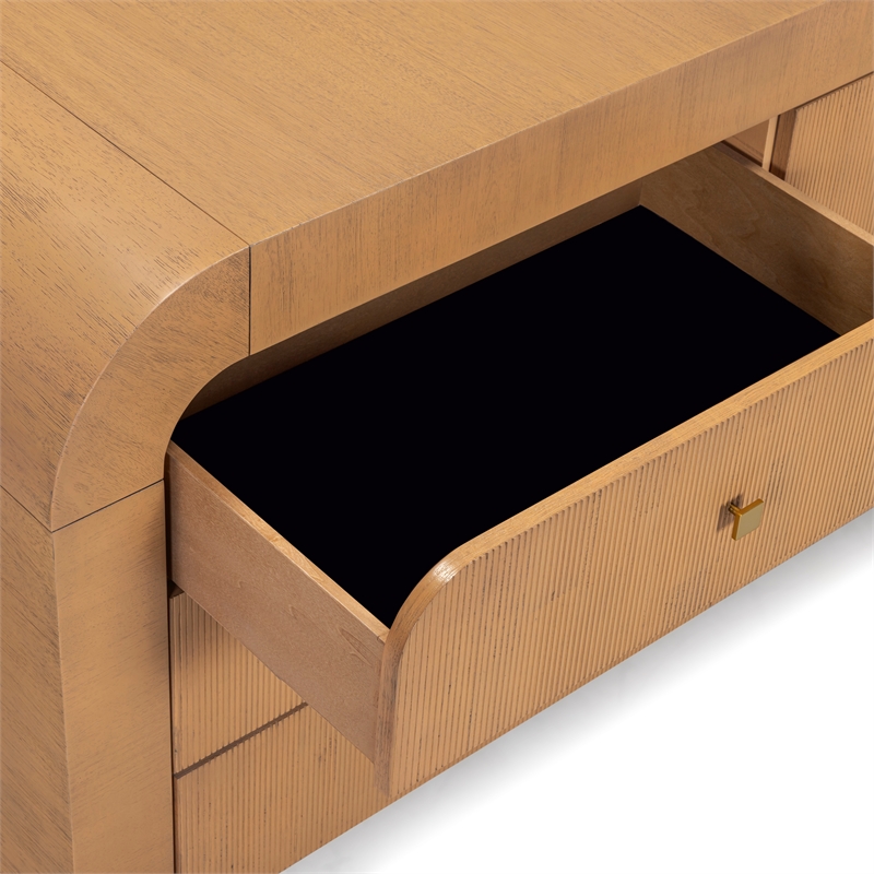 Pemberly Row Contemporary Hump 6 Drawer Natural Wooden Dresser