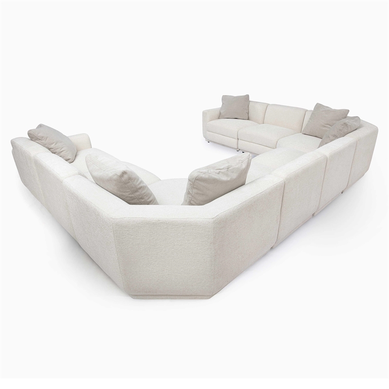 Pemberly Row Contemporary Cream Chenille Modular Large U-Sectional