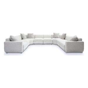 Pemberly Row Contemporary Cream Chenille Modular Large U-Sectional