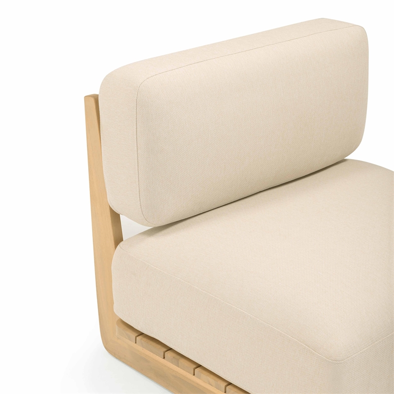 Pemberly Row Contemporary Cream Outdoor Upholstered Lounge Chair