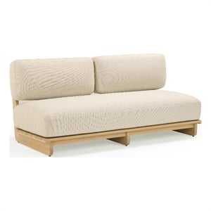 Pemberly Row Contemporary Cream Outdoor Upholstered Lounge Sofa