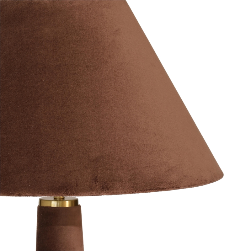 Pemberly Row Contemporary Accent Chocolate Brown Velvet Floor Lamp