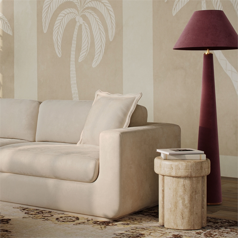 Pemberly Row Contemporary Accent Burgundy Finish Velvet Floor Lamp