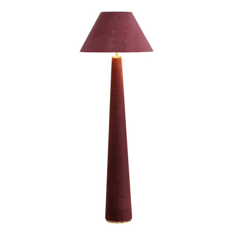 Pemberly Row Contemporary Accent Burgundy Finish Velvet Floor Lamp