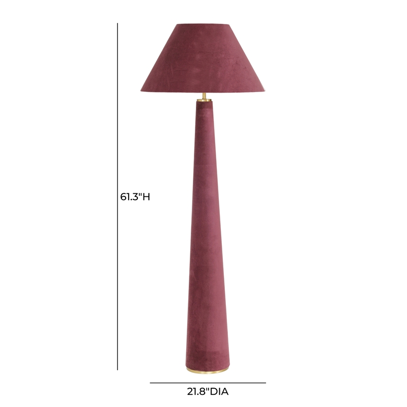 Pemberly Row Contemporary Accent Burgundy Finish Velvet Floor Lamp