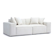 Pemberly Row Contemporary Cream Chenille Basketweave Modular Loveseat