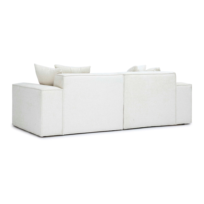Pemberly Row Contemporary Cream Chenille Basketweave Modular Loveseat