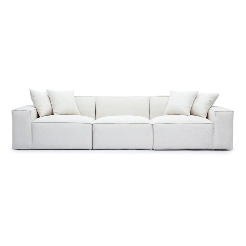 Pemberly Row Contemporary Cream Chenille Basketweave Modular Sofa