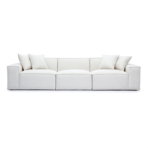 Pemberly Row Contemporary Cream Chenille Basketweave Modular Sofa