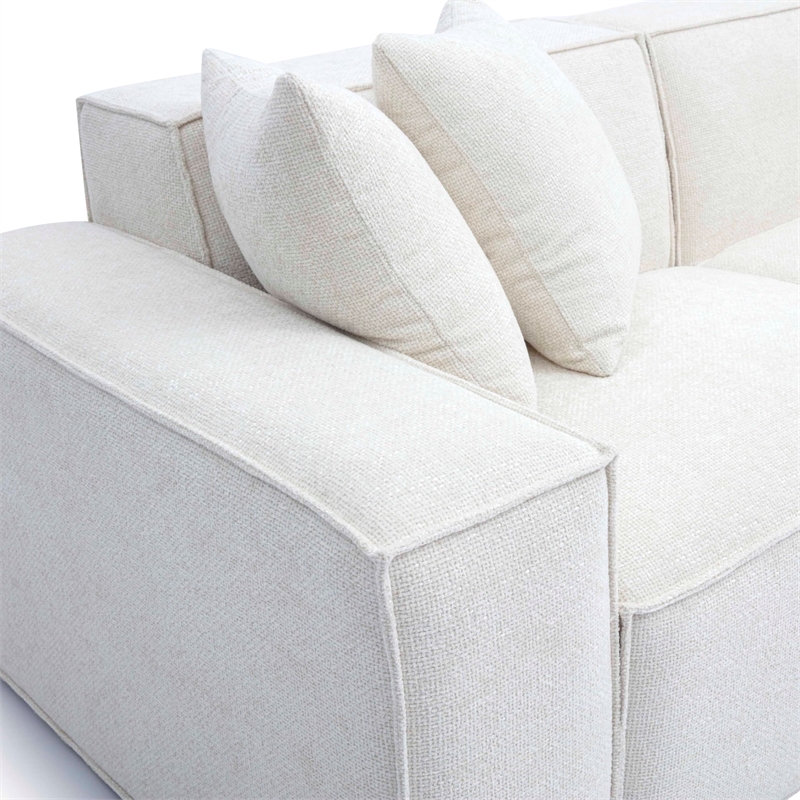 Pemberly Row Contemporary Cream Chenille Basketweave Modular Sofa
