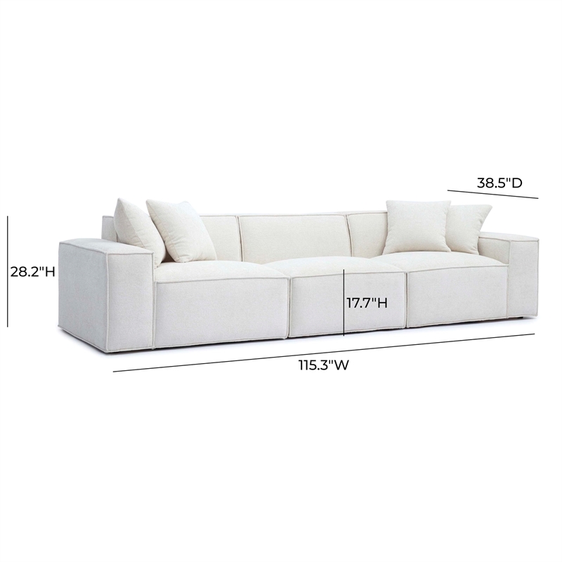 Pemberly Row Contemporary Cream Chenille Basketweave Modular Sofa