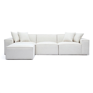 Pemberly Row Contemporary Cream Chenille Basketweave Modular Sectional