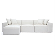 Pemberly Row Contemporary Cream Chenille Basketweave Modular Sectional