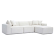 Pemberly Row Contemporary Cream Chenille Basketweave Modular Sectional