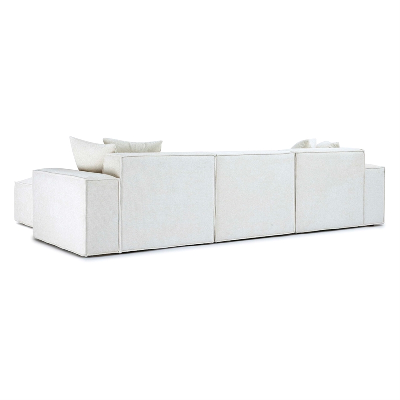 Pemberly Row Contemporary Cream Chenille Basketweave Modular Sectional