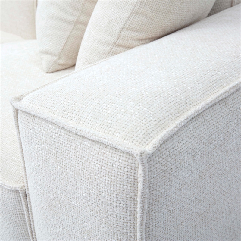 Pemberly Row Contemporary Cream Chenille Basketweave Modular Sectional