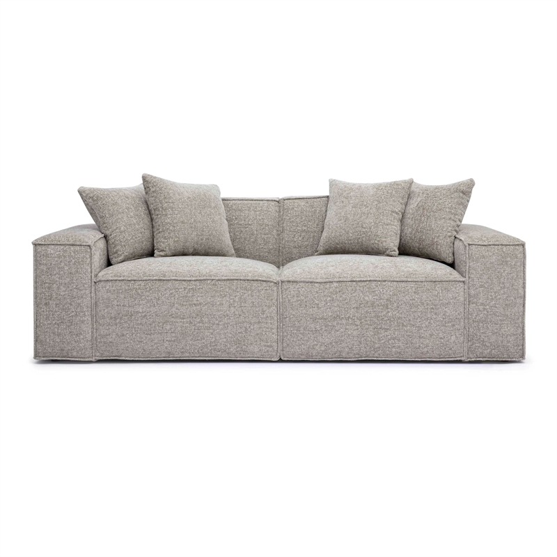Pemberly Row Contemporary Taupe Chenille Basketweave Modular Loveseat