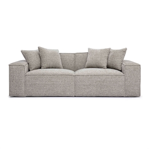 Pemberly Row Contemporary Taupe Chenille Basketweave Modular Loveseat