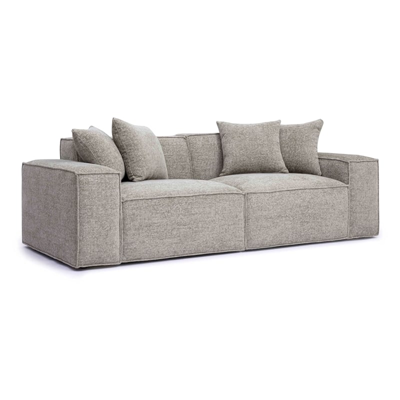 Pemberly Row Contemporary Taupe Chenille Basketweave Modular Loveseat