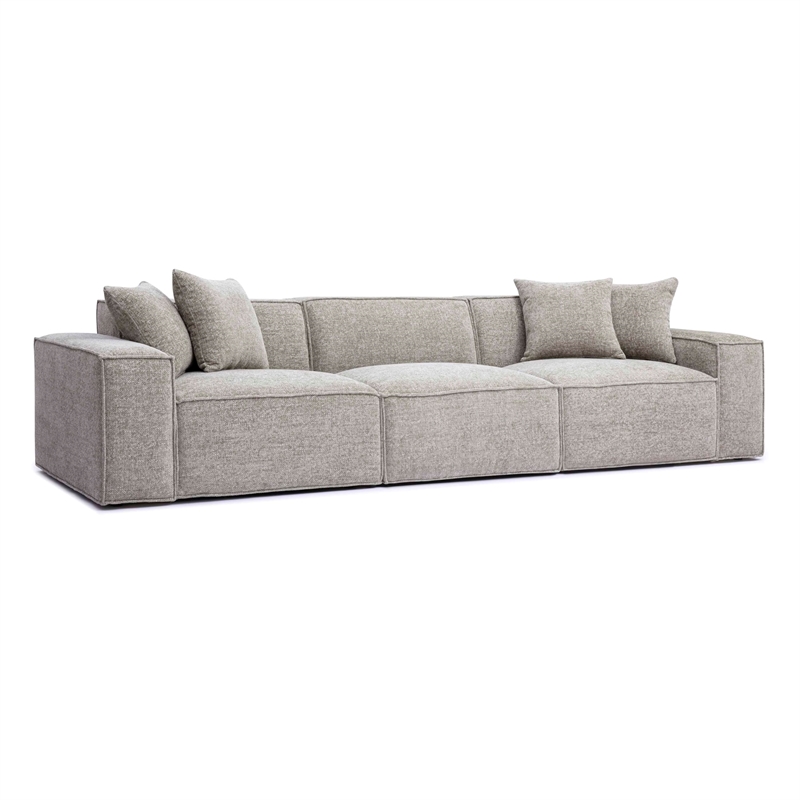 Pemberly Row Contemporary Taupe Chenille Basketweave Modular Sofa