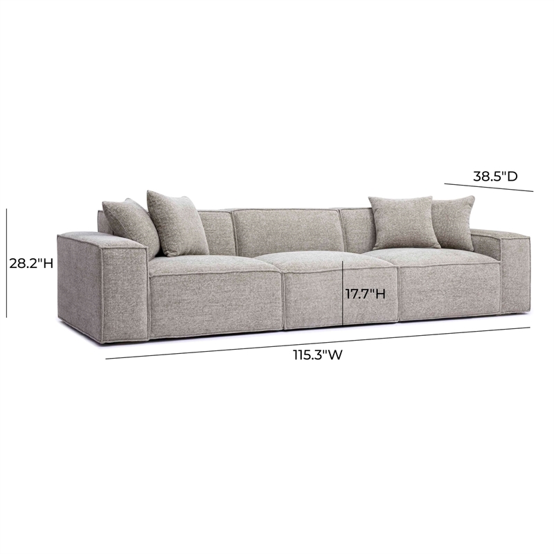 Pemberly Row Contemporary Taupe Chenille Basketweave Modular Sofa