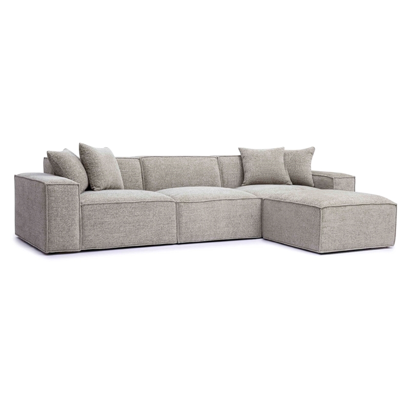 Pemberly Row Contemporary Taupe Chenille Basketweave Modular Sectional