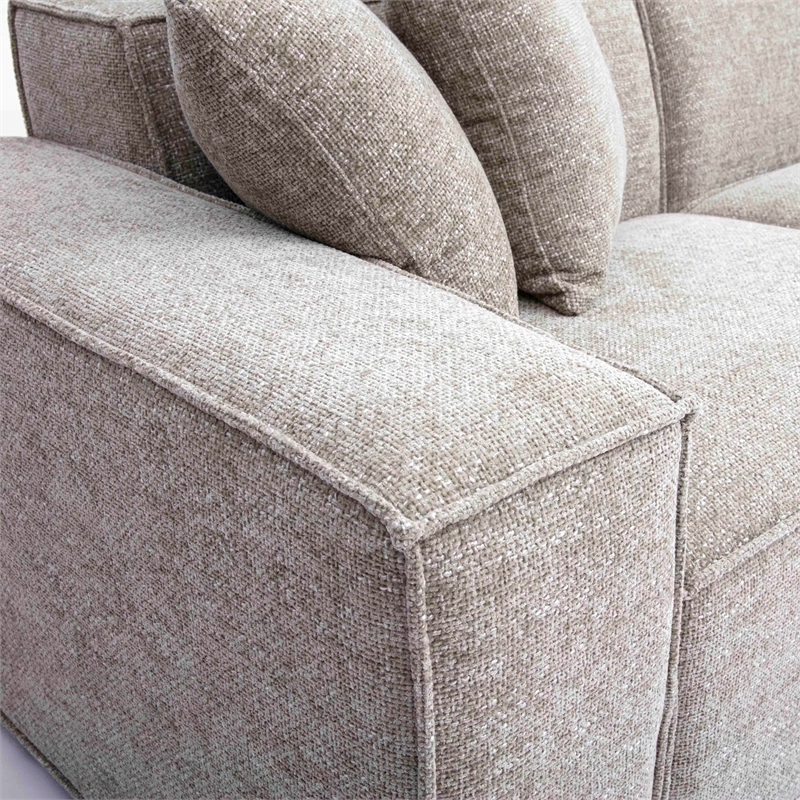 Pemberly Row Contemporary Taupe Chenille Basketweave Modular Sectional