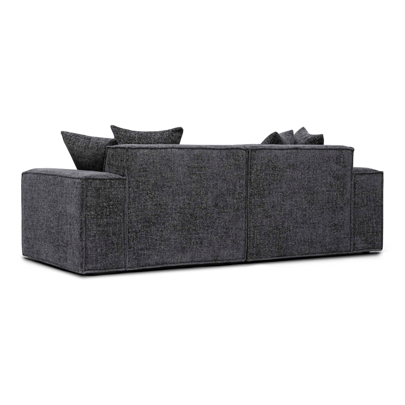 Pemberly Row Contemporary Charcoal Chenille Basketweave Modular Loveseat