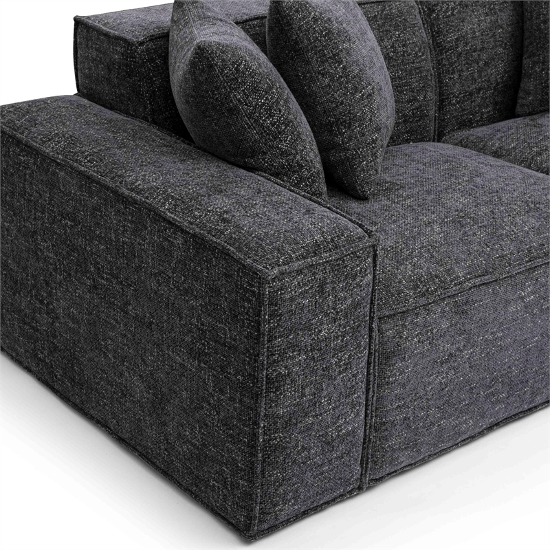 Pemberly Row Contemporary Charcoal Chenille Basketweave Modular Loveseat