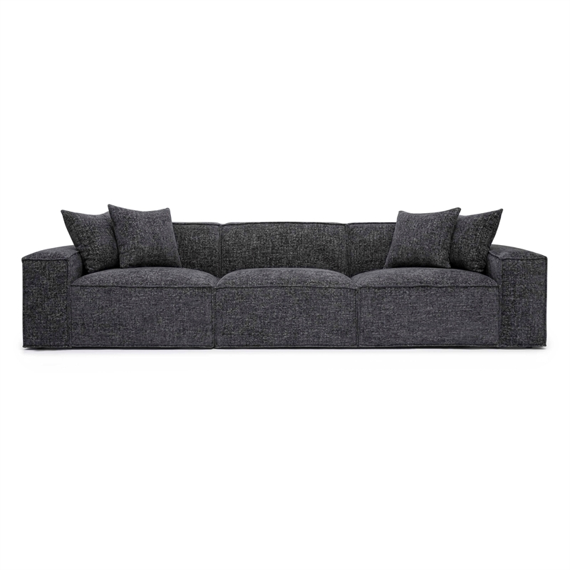 Pemberly Row Contemporary Charcoal Chenille Basketweave Modular Sofa