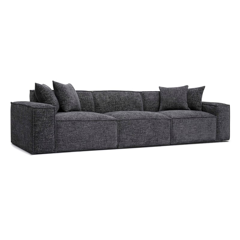 Pemberly Row Contemporary Charcoal Chenille Basketweave Modular Sofa