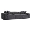 Pemberly Row Contemporary Charcoal Chenille Basketweave Modular Sofa
