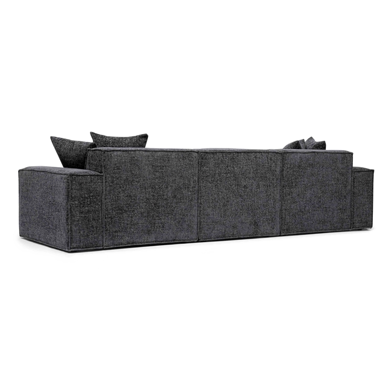 Pemberly Row Contemporary Charcoal Chenille Basketweave Modular Sofa