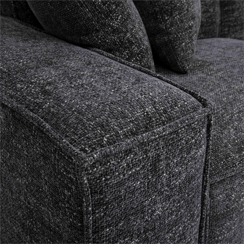 Pemberly Row Contemporary Charcoal Chenille Basketweave Modular Sofa