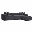 Pemberly Row Charcoal Chenille Basketweave Modular Sectional
