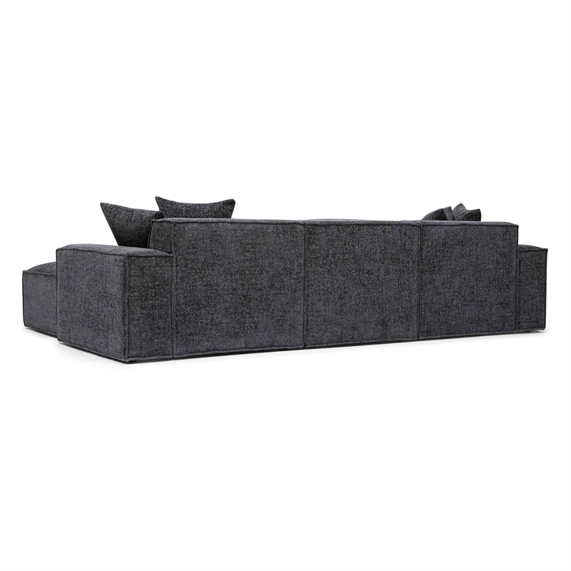 Pemberly Row Charcoal Chenille Basketweave Modular Sectional