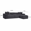 Pemberly Row Charcoal Chenille Basketweave Modular Sectional