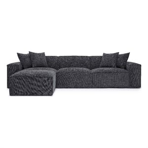 Pemberly Row Charcoal Chenille Basketweave Modular Sectional