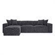 Pemberly Row Charcoal Chenille Basketweave Modular Sectional