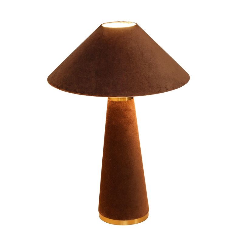 Pemberly Row Contemporary Accent Chocolate Brown Velvet Table Lamp