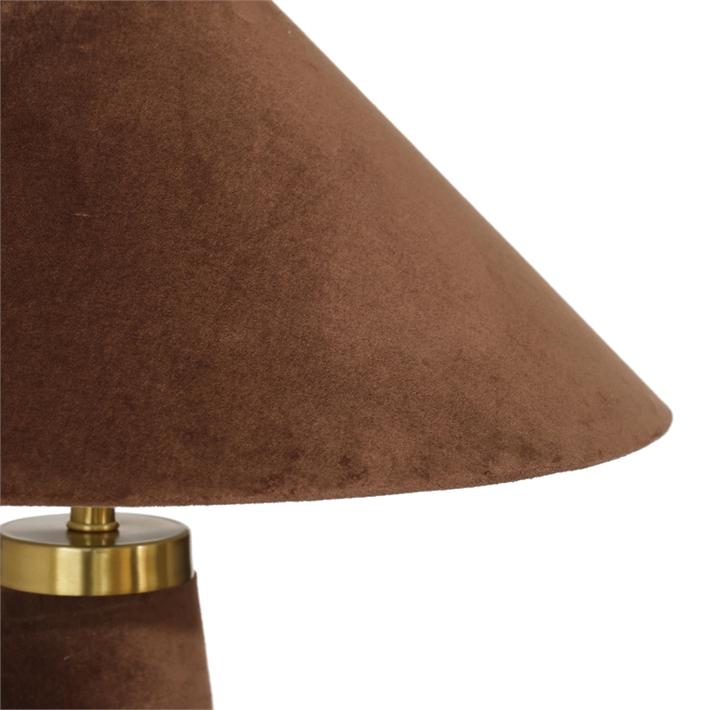 Pemberly Row Contemporary Accent Chocolate Brown Velvet Table Lamp